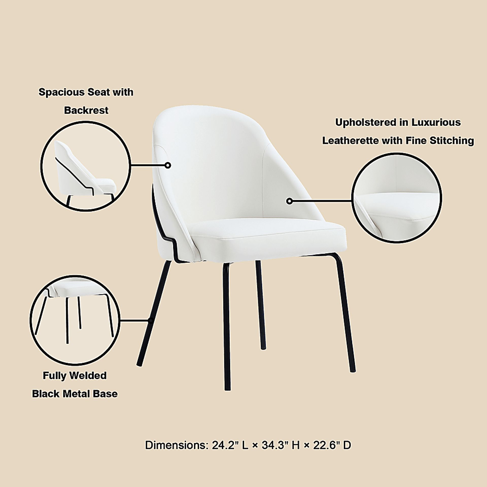 Acewalk I White Dining Chair - Image 3