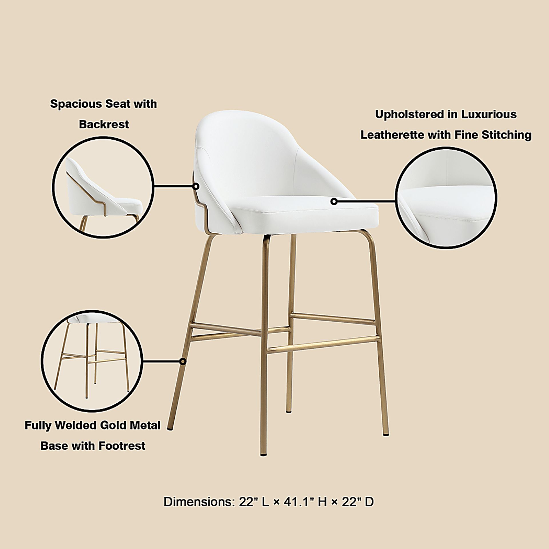 Acewalk II White Barstool - Image 7