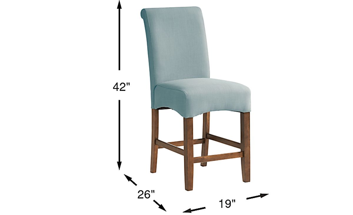 Acorn Cottage Light Brown Wood Blue Counter Height Stool | Rooms to Go