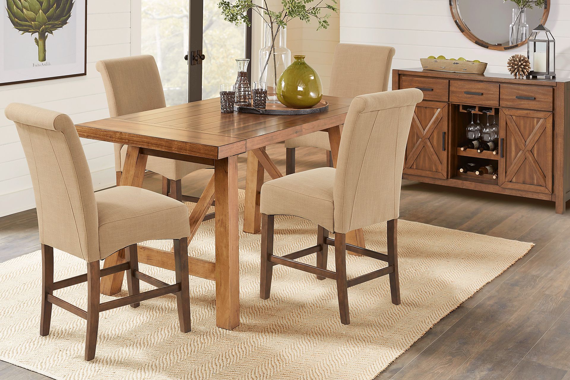 Acorn Cottage Brown 5 Pc Counter Height Dining Room with Brown Stools - Image 1