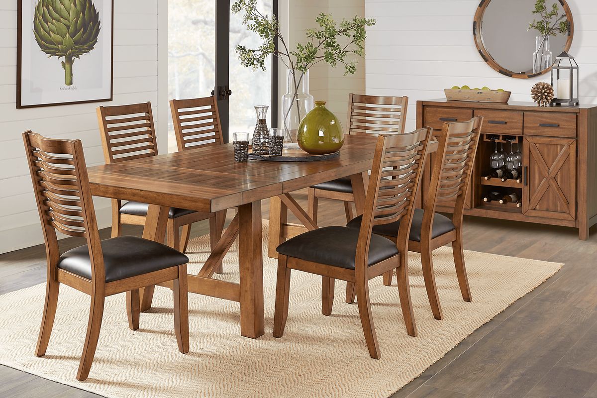 Acorn Cottage 5 Pc Brown Dark Wood Dining Room Set With Dining Table, Ladder Back Side Chair