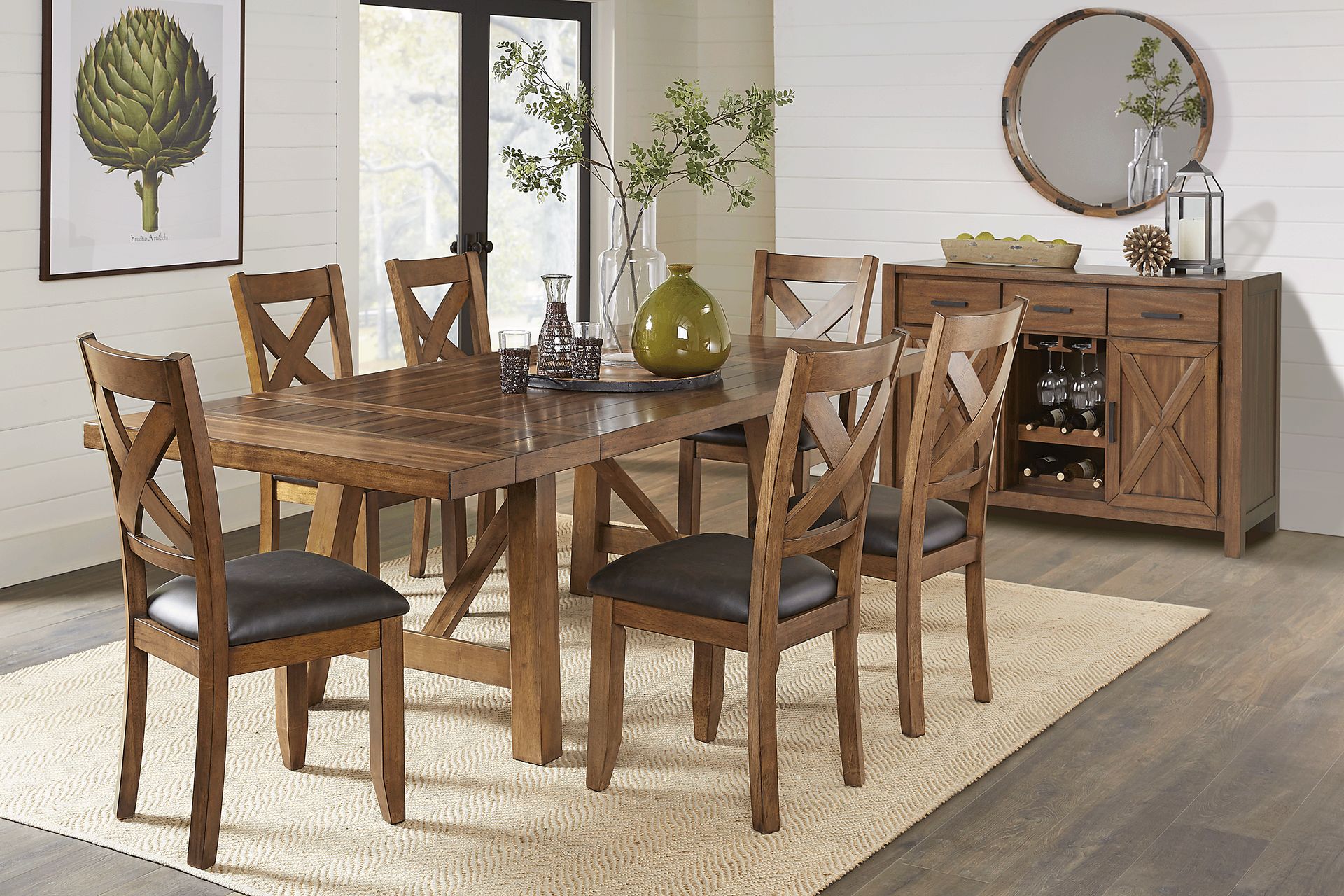 Acorn Cottage Brown 5 Pc Dining Room with X-Back Chairs - Image 1