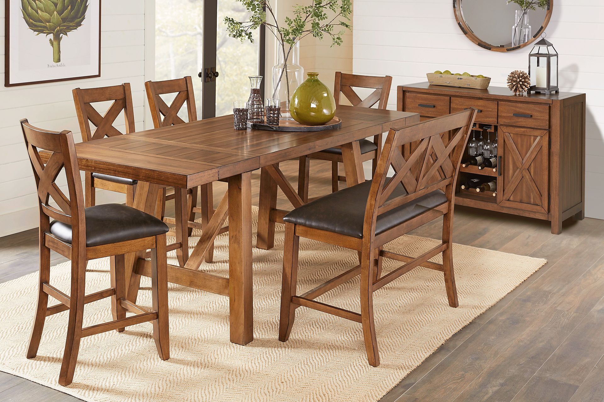 Acorn Cottage Brown 6 Pc Counter Height Dining Room - Image 1