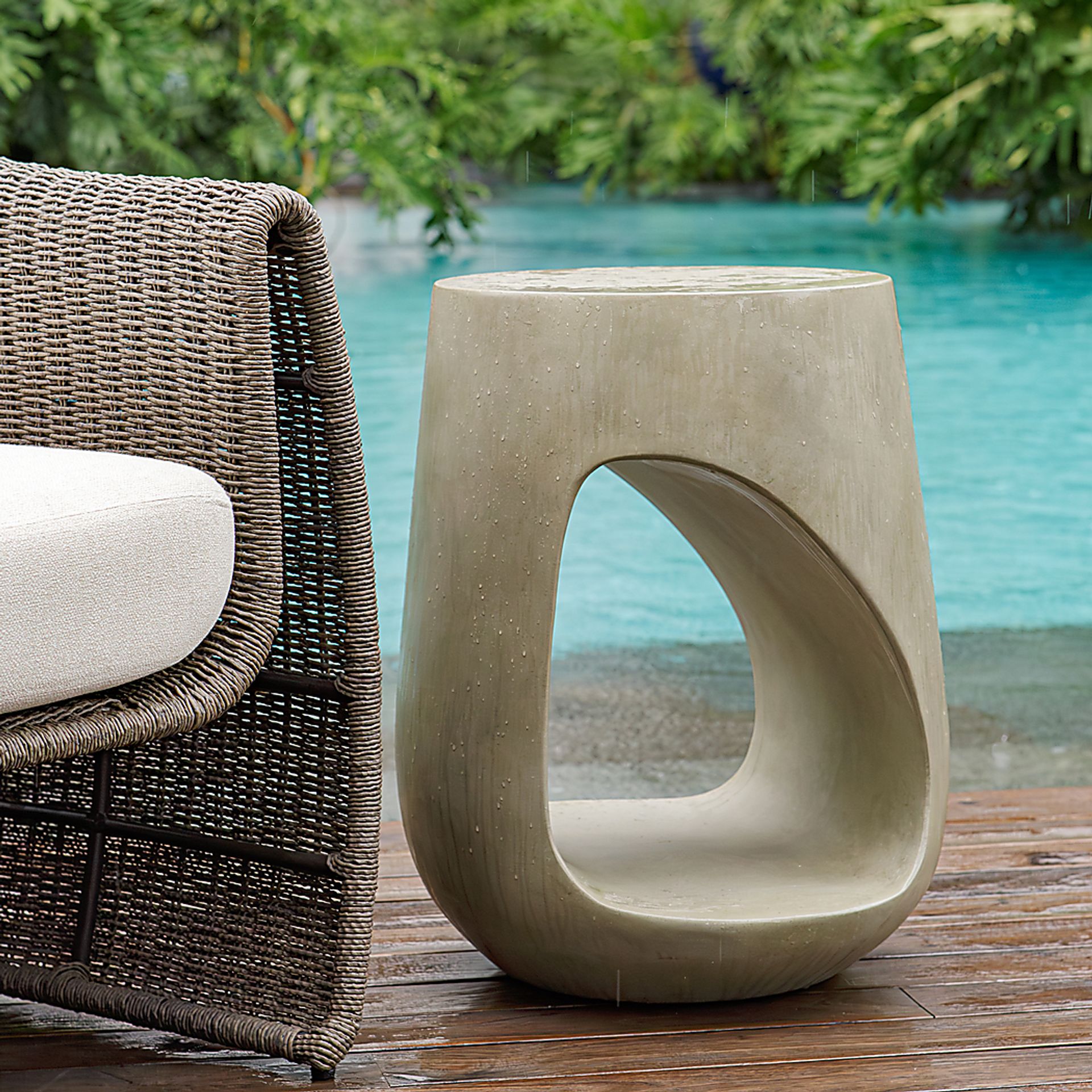 Adaha Beige Outdoor End Table - Image 2