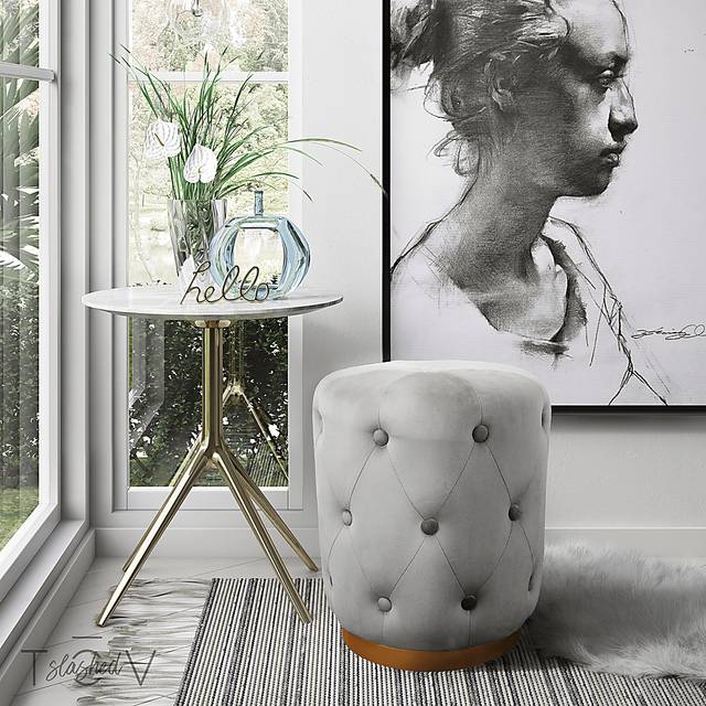 Adairas Gray Ottoman - Thumbnail - Image 3