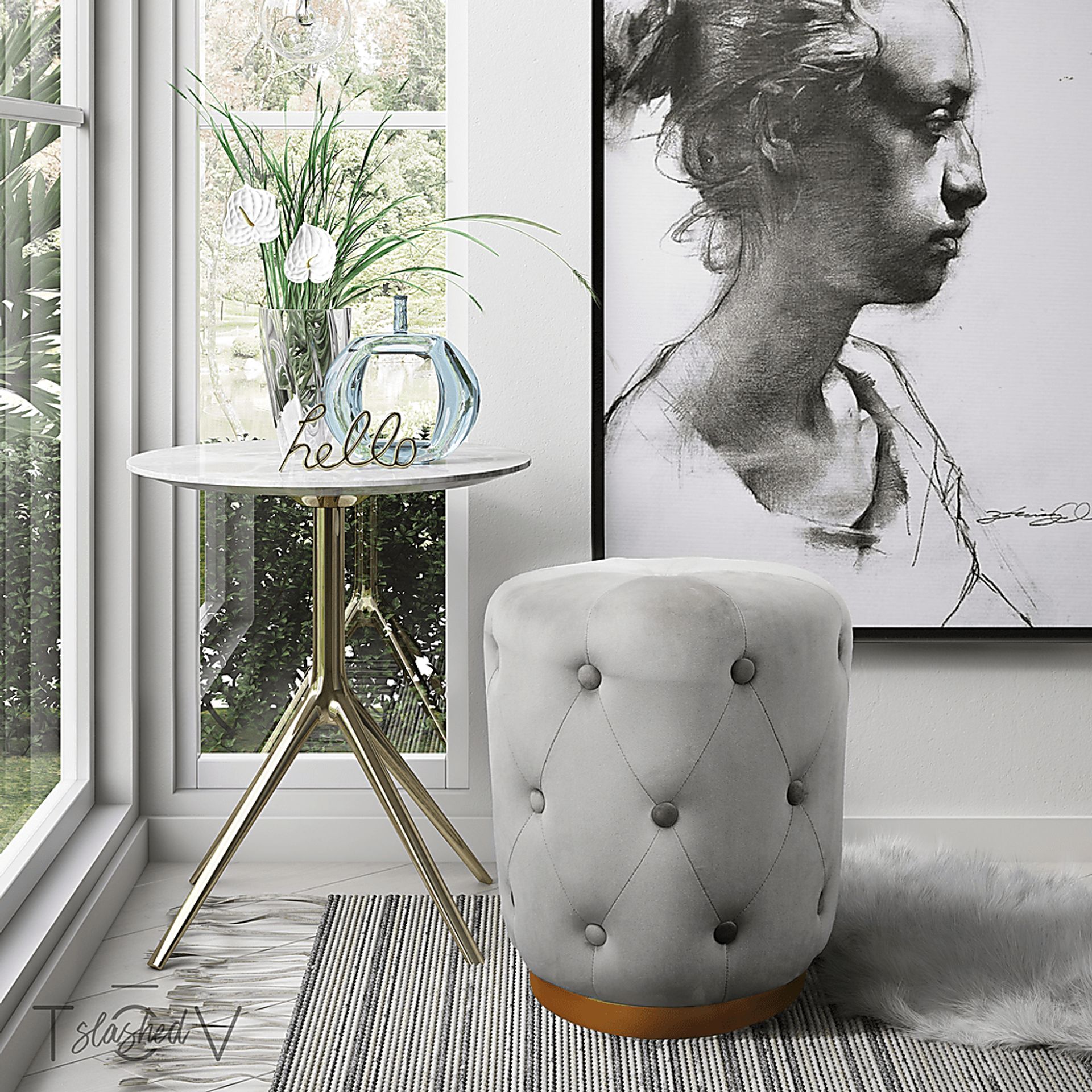 Adairas Gray Ottoman - Image 3