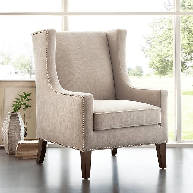Addington Taupe Herringbone Accent Chair - Thumbnail - Image 2
