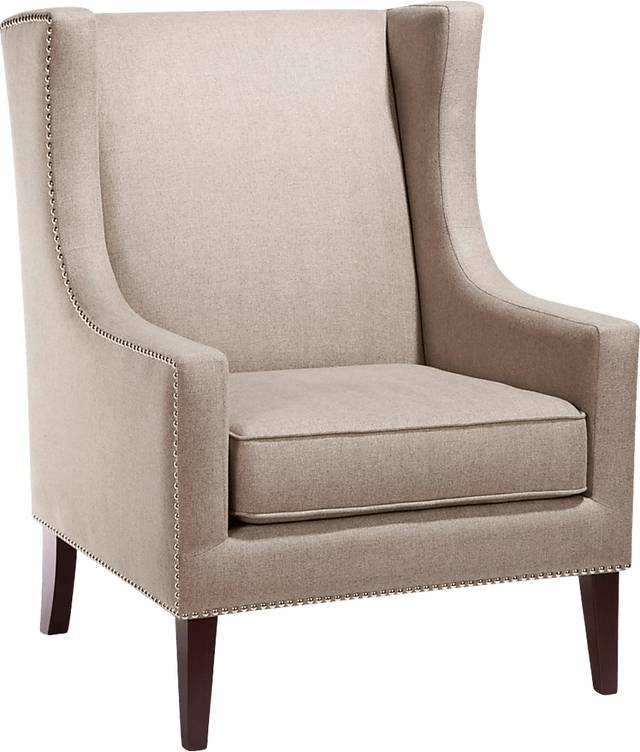 Addington Taupe Herringbone Accent Chair - Thumbnail - Image 1