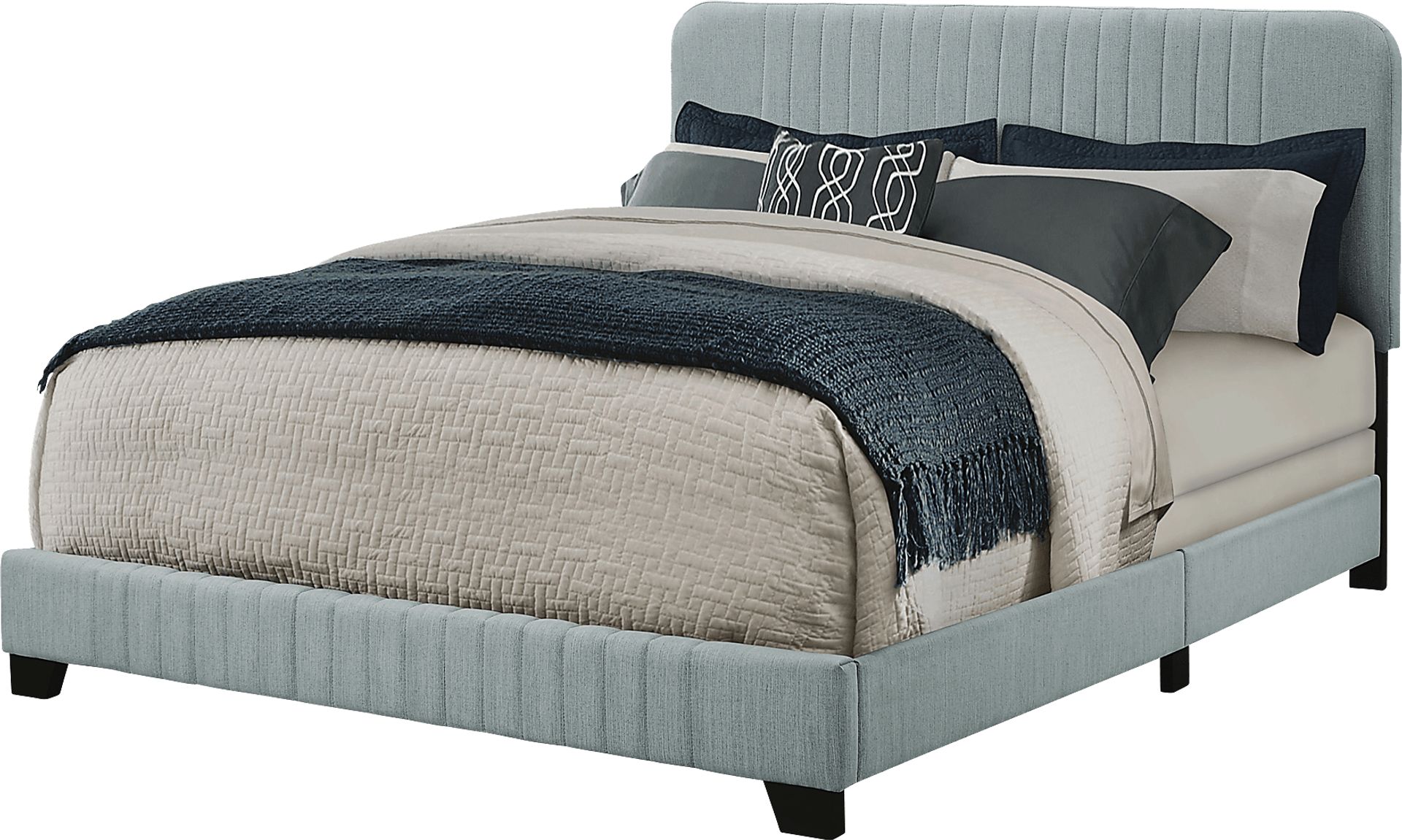 Addison Avenue Blue Queen Upholstered Bed - Image 3