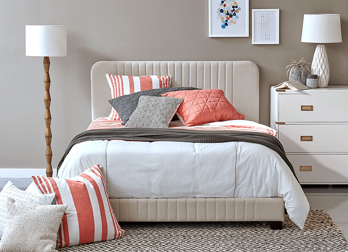 Addison Avenue Beige King Upholstered Bed