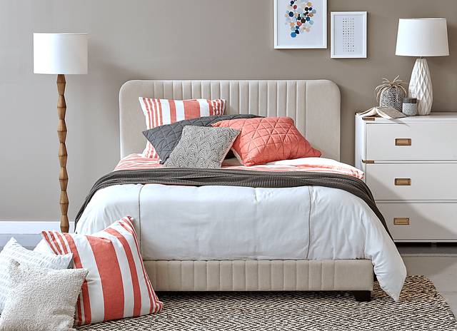 Addison Avenue Beige King Upholstered Bed - Thumbnail - Image 7