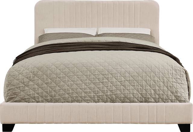 Addison Avenue Beige King Upholstered Bed - Thumbnail - Image 1