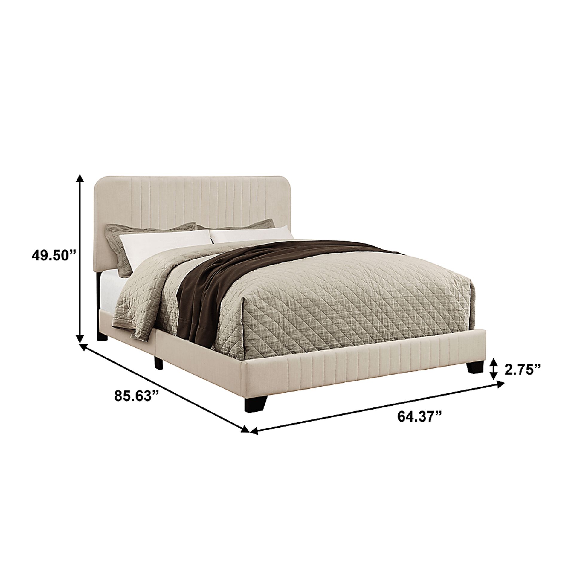 Addison Avenue Beige Queen Upholstered Bed - Image 8