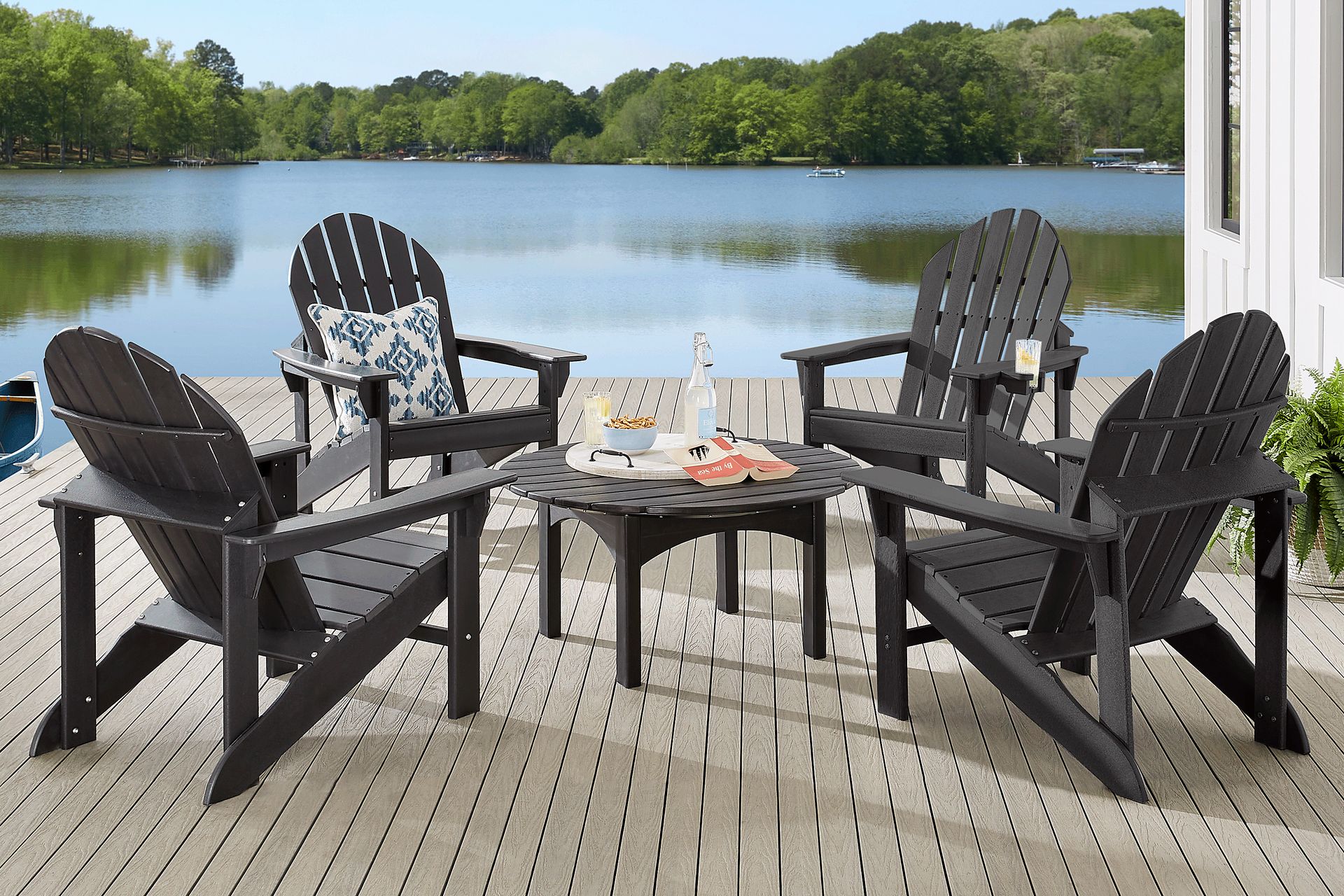 Addy Black 5 Pc Round Outdoor Chat Seating Set - Image 1