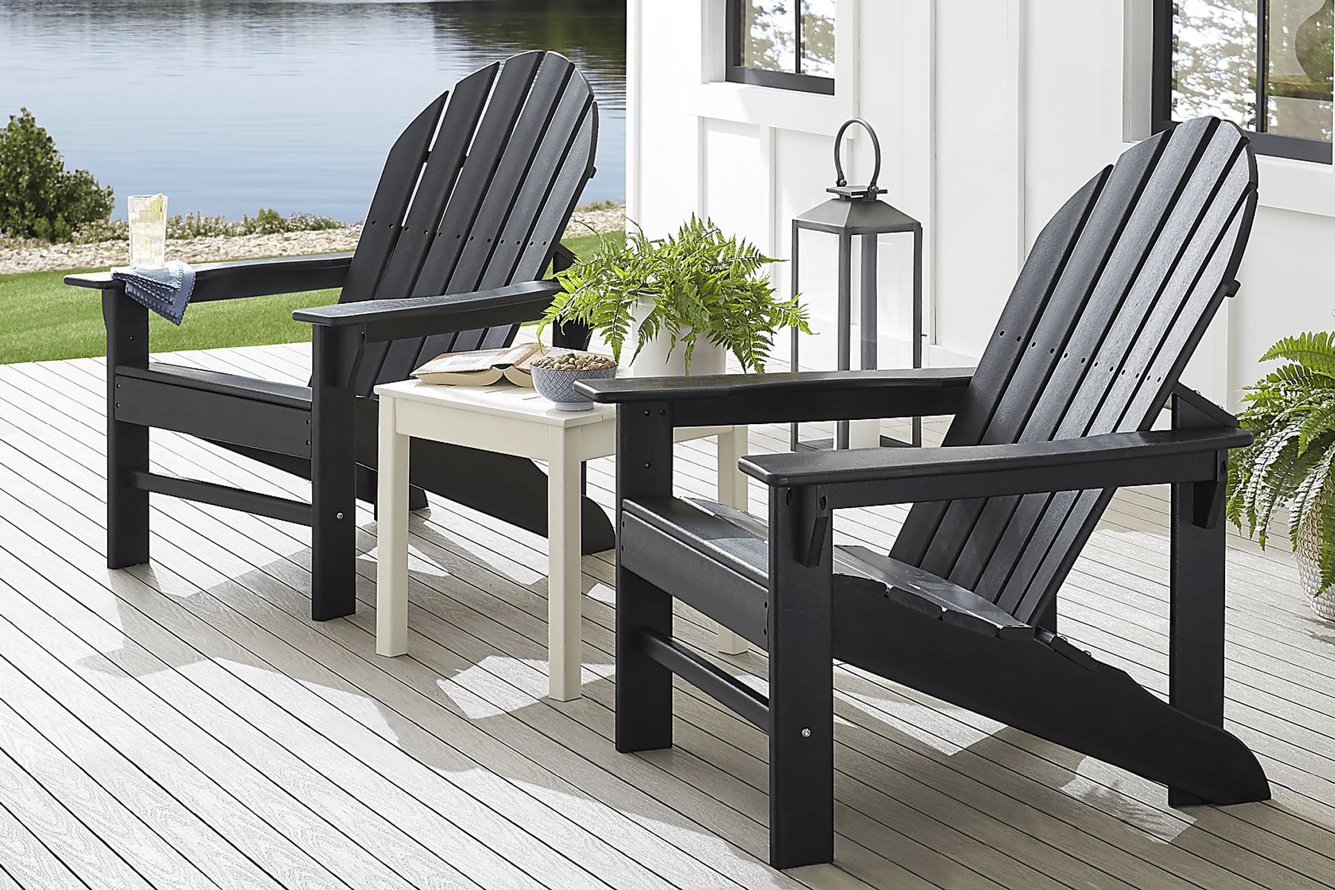 Addy Black Outdoor Adirondack Chair, Set of 2 - Image 1