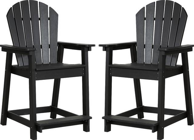 Addy Black Outdoor Balcony Adirondack Stool, Set of 2 - Thumbnail - Image 1