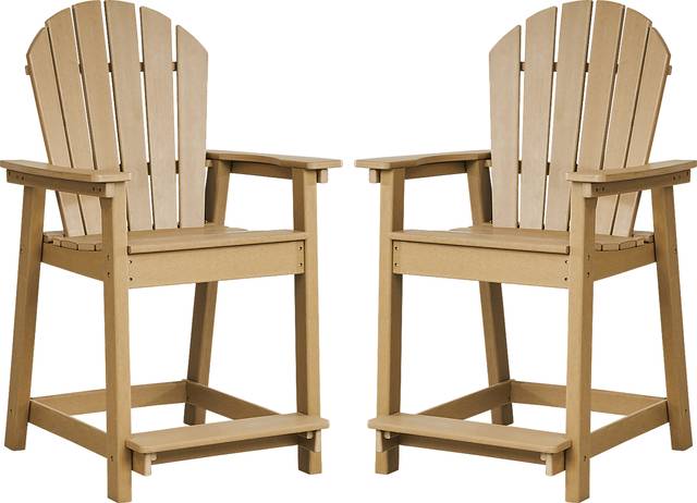 Addy Brown Outdoor Balcony Adirondack Stool, Set of 2 - Thumbnail - Image 1