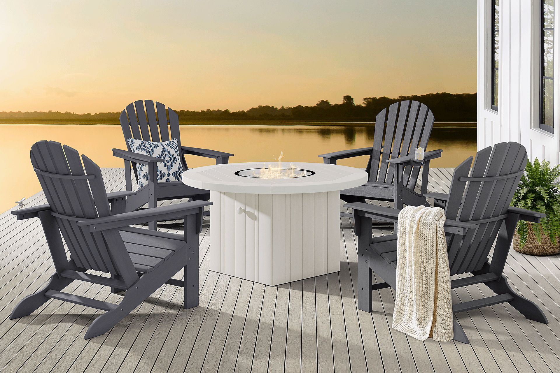 Addy Gray 5 Pc Outdoor Fire Pit Seating Set - Image 1