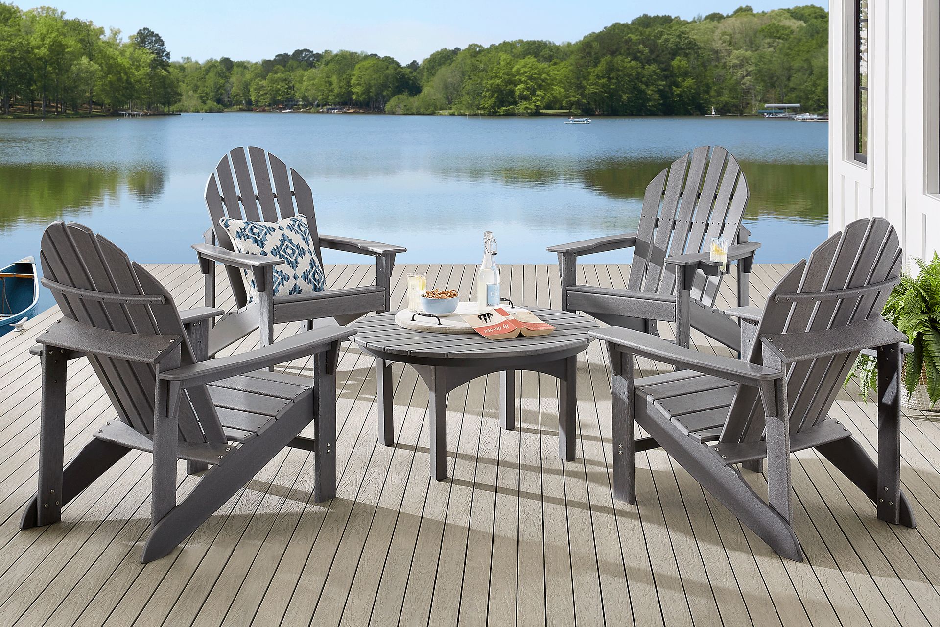 Addy Gray 5 Pc Round Outdoor Chat Seating Set - Image 1