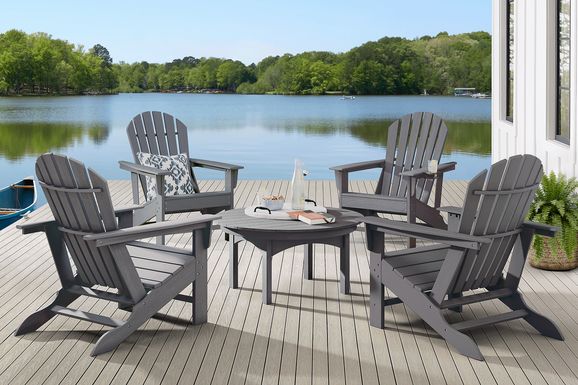 Addy Gray 5 Pc Round Outdoor Chat Seating Set