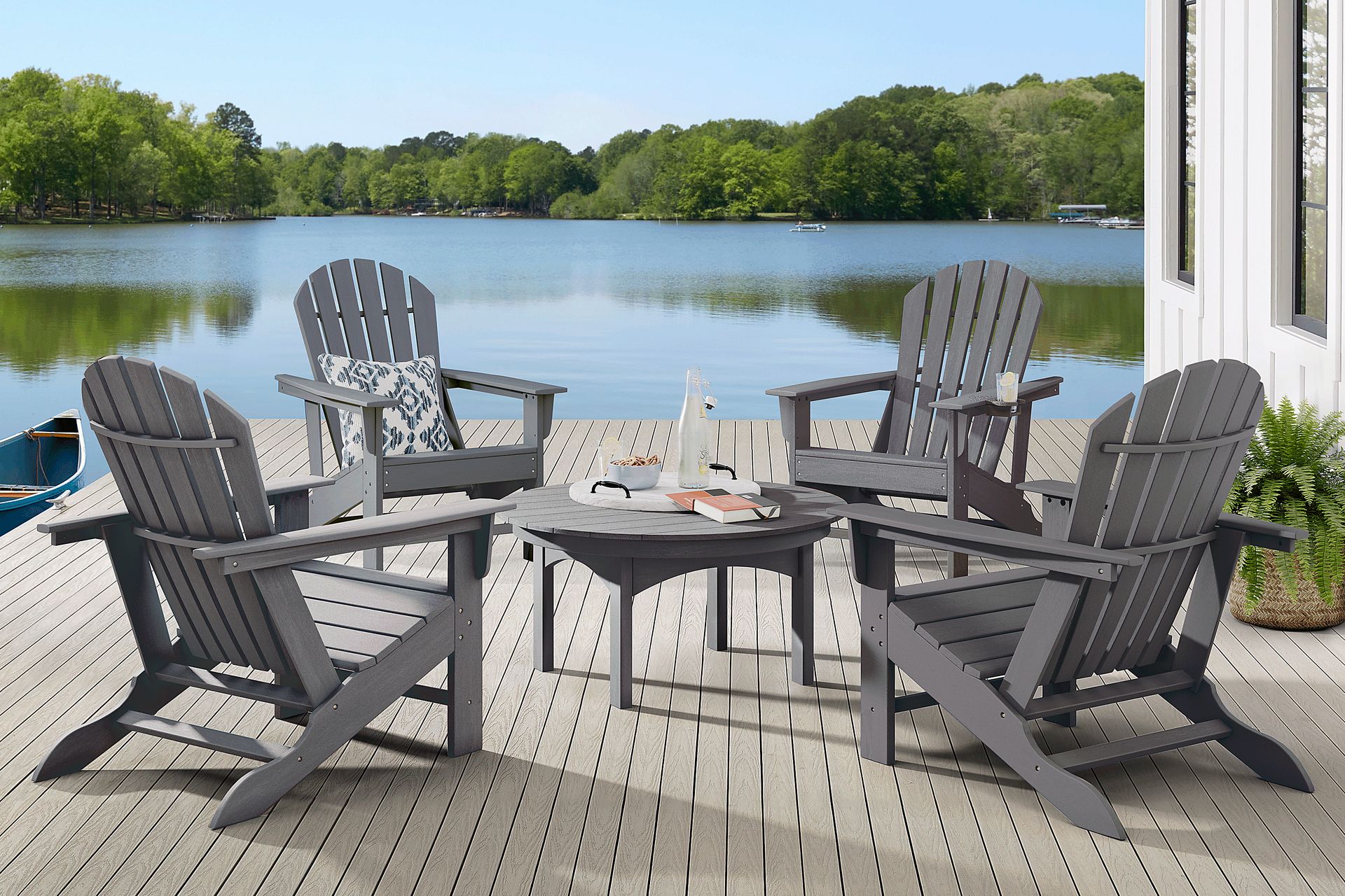 Addy Gray 5 Pc Round Outdoor Chat Seating Set - Image 1