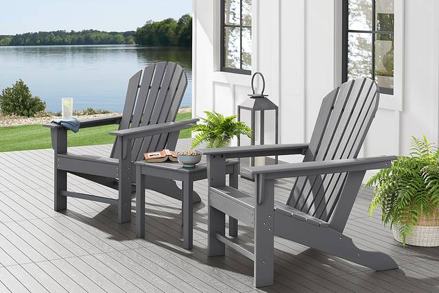 Addy Gray Outdoor Adirondack Chair, Set of 2 - Thumbnail - Image 1