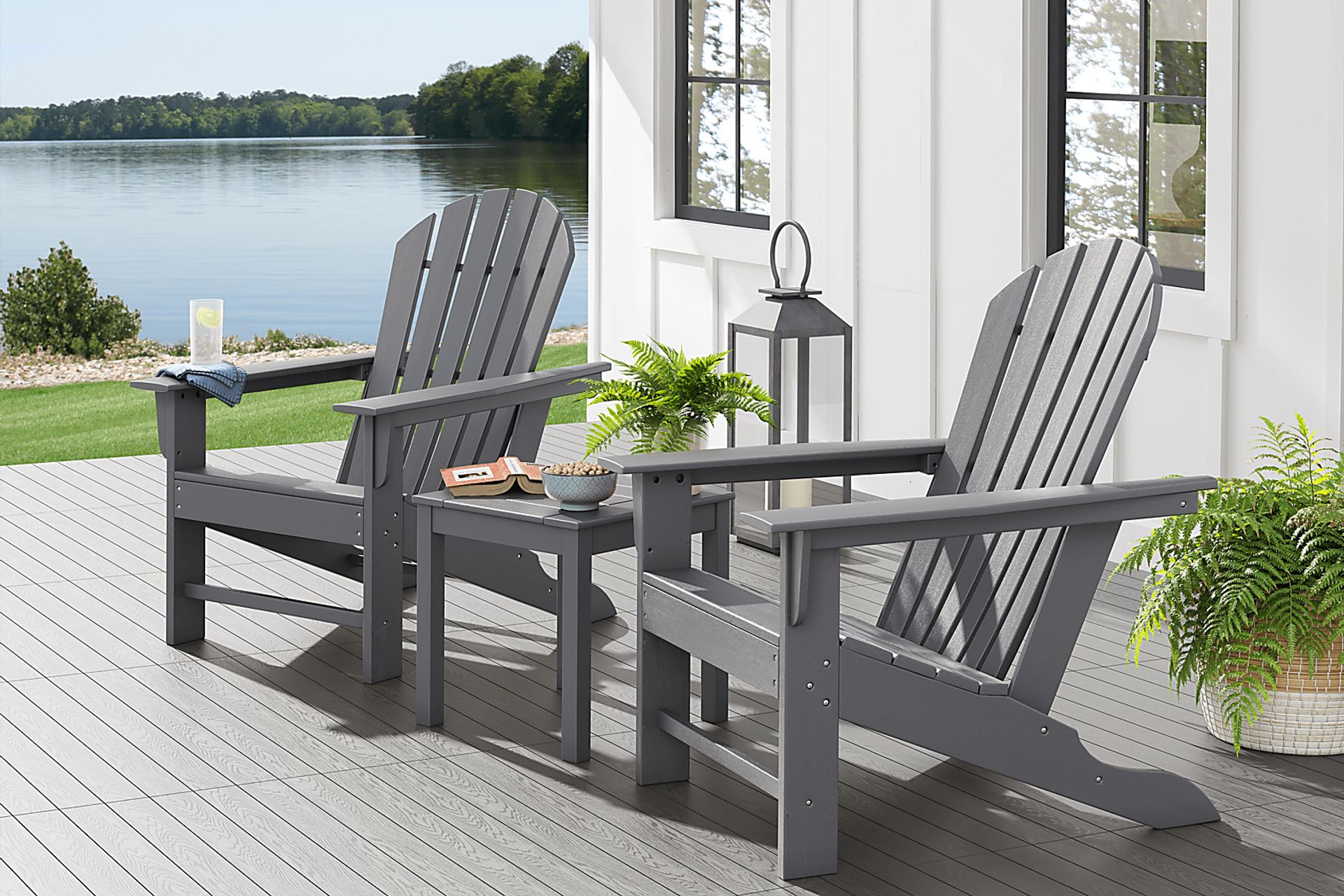Addy Gray Outdoor Adirondack Chair, Set of 2 - Image 1