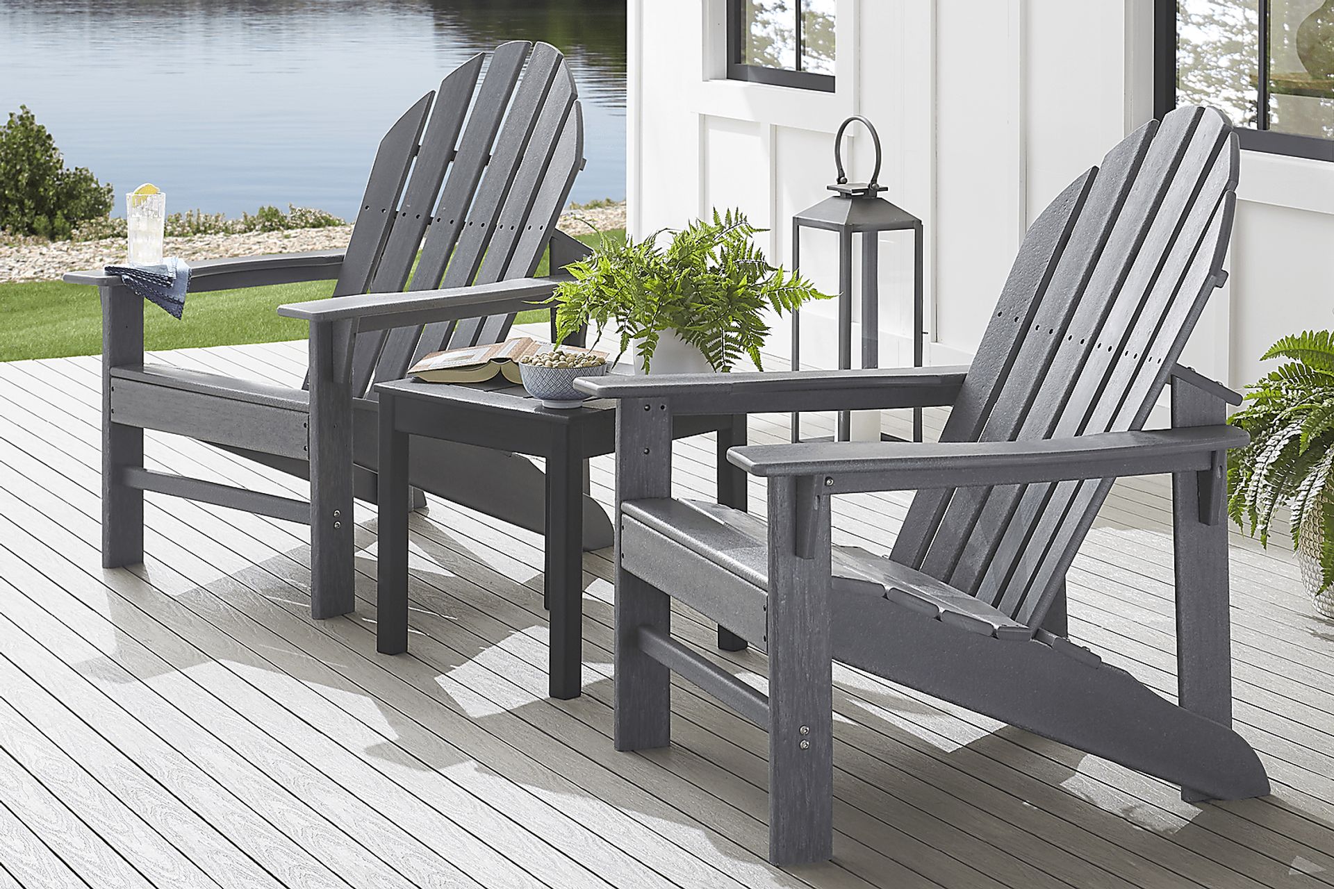 Addy Gray Outdoor Adirondack Chair, Set of 2 - Image 2