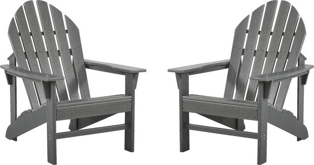 Addy Gray Outdoor Adirondack Chair, Set of 2 - Thumbnail - Image 1