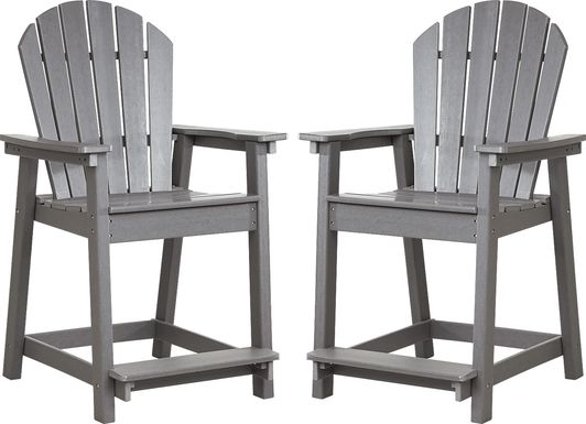 Addy Gray Outdoor Balcony Adirondack Stool, Set of 2