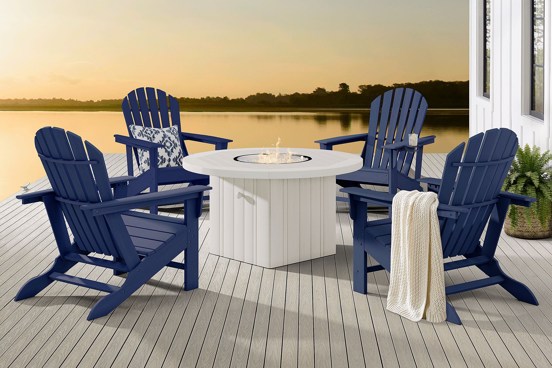 Addy Navy 5 Pc Outdoor Fire Pit Seating Set - Image 1
