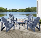 Addy Navy 5 Pc Round Outdoor Chat Seating Set
