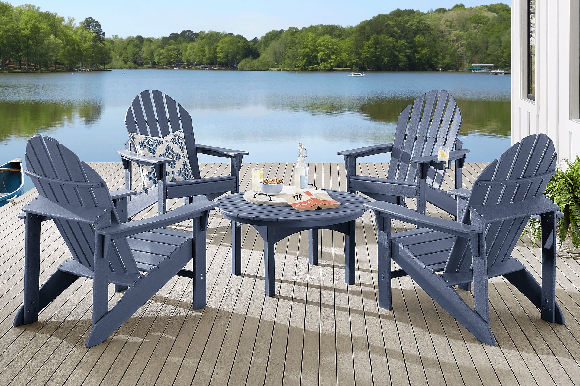Addy Navy 5 Pc Round Outdoor Chat Seating Set - Image 1