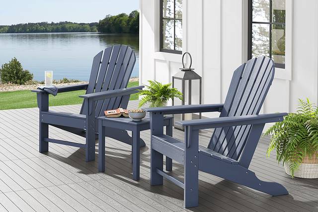 Addy Navy Outdoor Adirondack Chair, Set of 2 - Thumbnail - Image 1