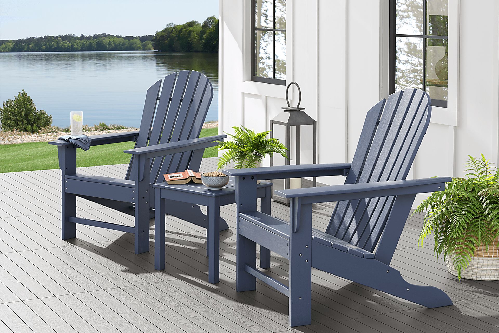 Addy Navy Outdoor Adirondack Chair, Set of 2 - Image 1