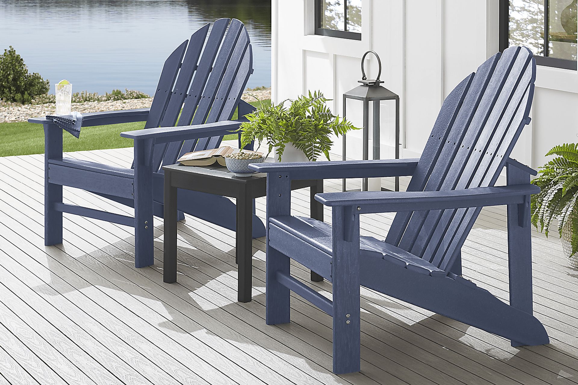 Addy Navy Outdoor Adirondack Chair, Set of 2 - Image 2
