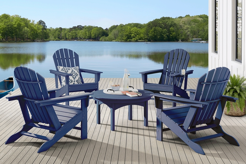 Addy Navy 4 Pc Outdoor Adirondack Chat Set