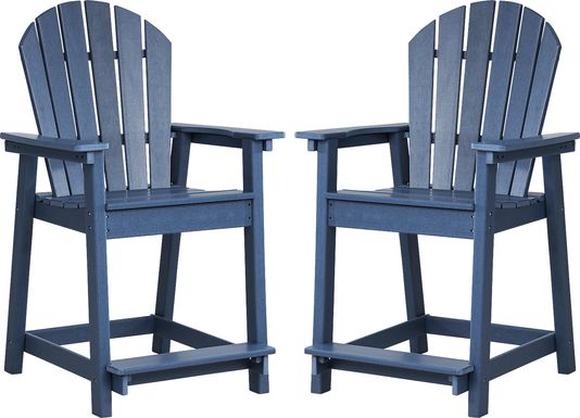 Addy Navy Outdoor Balcony Adirondack Stool, Set of 2