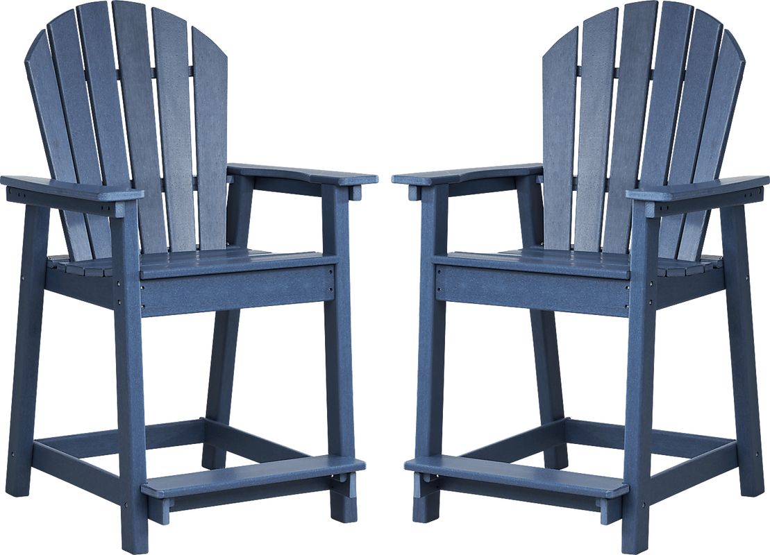 Addy Navy Outdoor Balcony Adirondack Stool, Set of 2