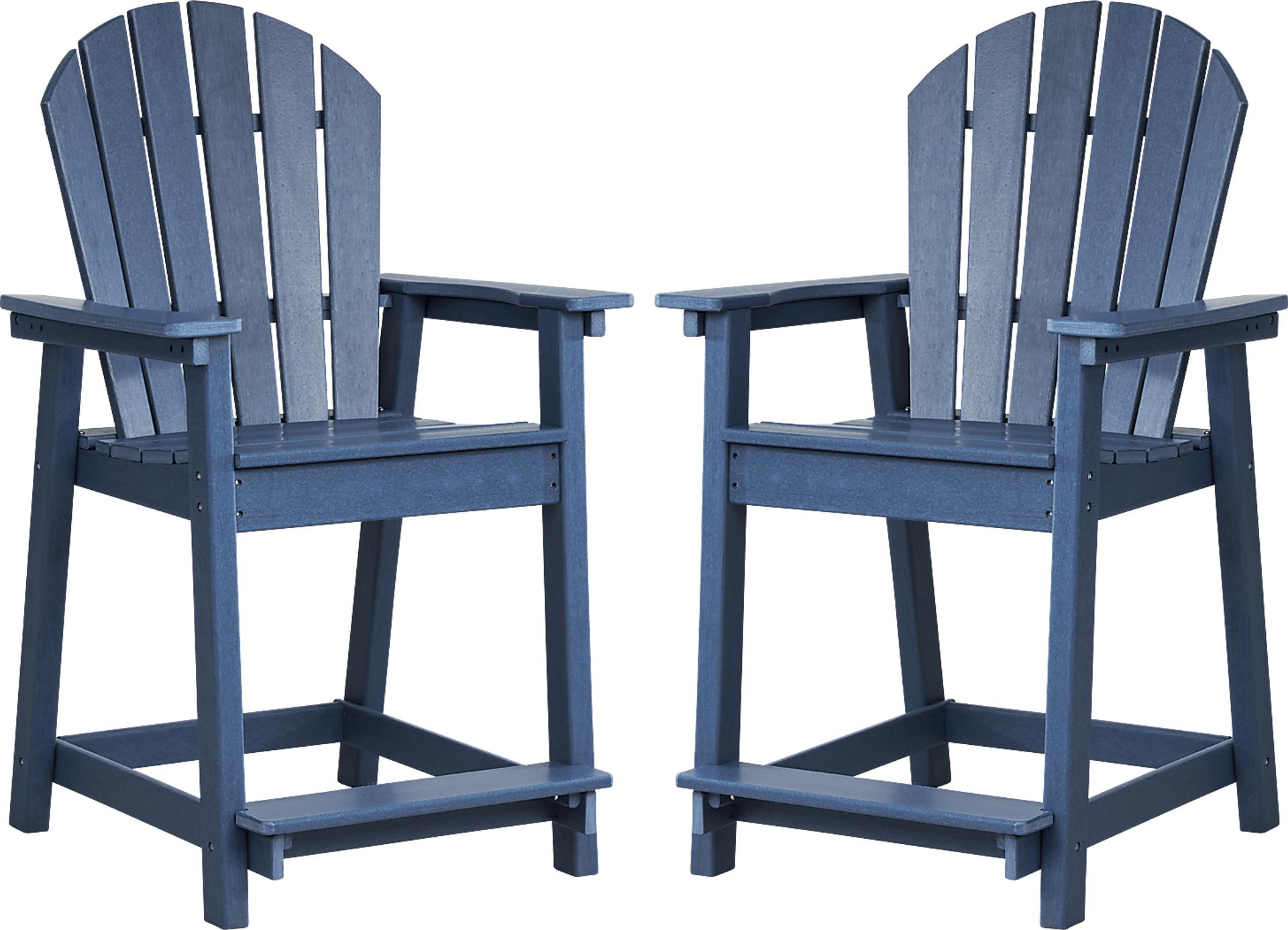 Addy Navy Outdoor Balcony Adirondack Stool, Set of 2