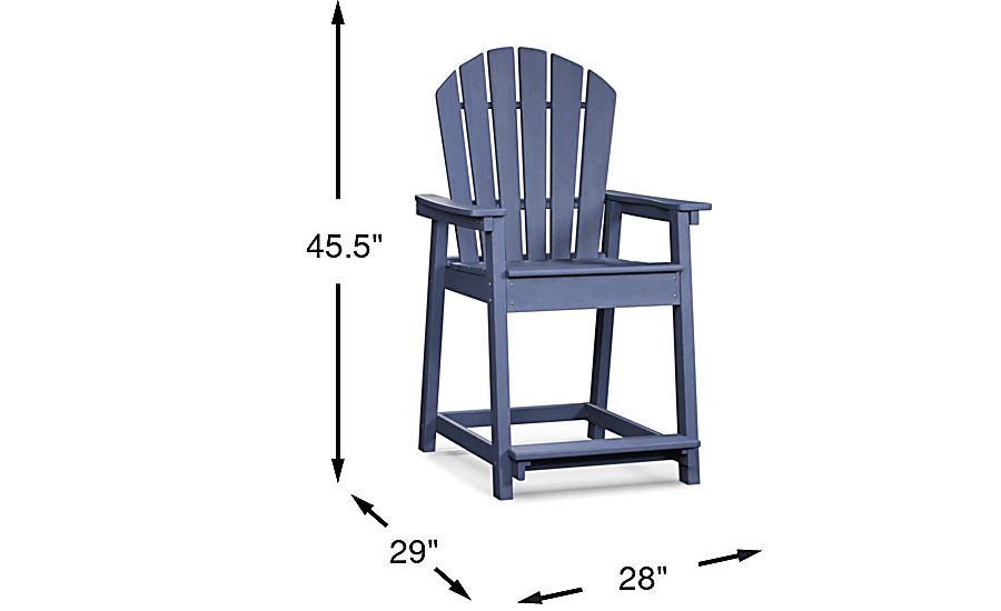 Addy Navy Outdoor Balcony Adirondack Stool - Thumbnail 3