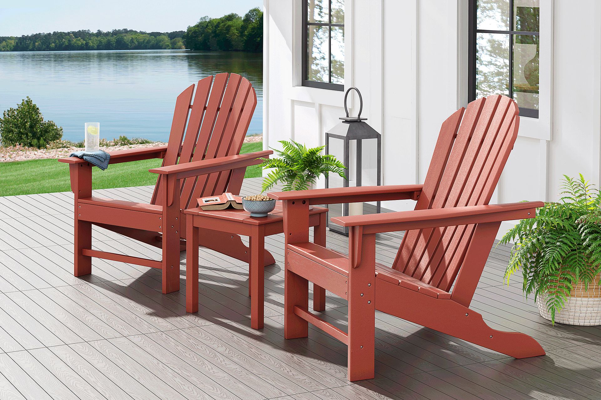 Addy Red 3 Pc Outdoor Seating Set - Image 1