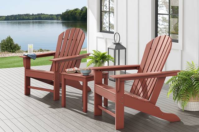 Addy Red Outdoor Adirondack Chair, Set of 2 - Thumbnail - Image 1