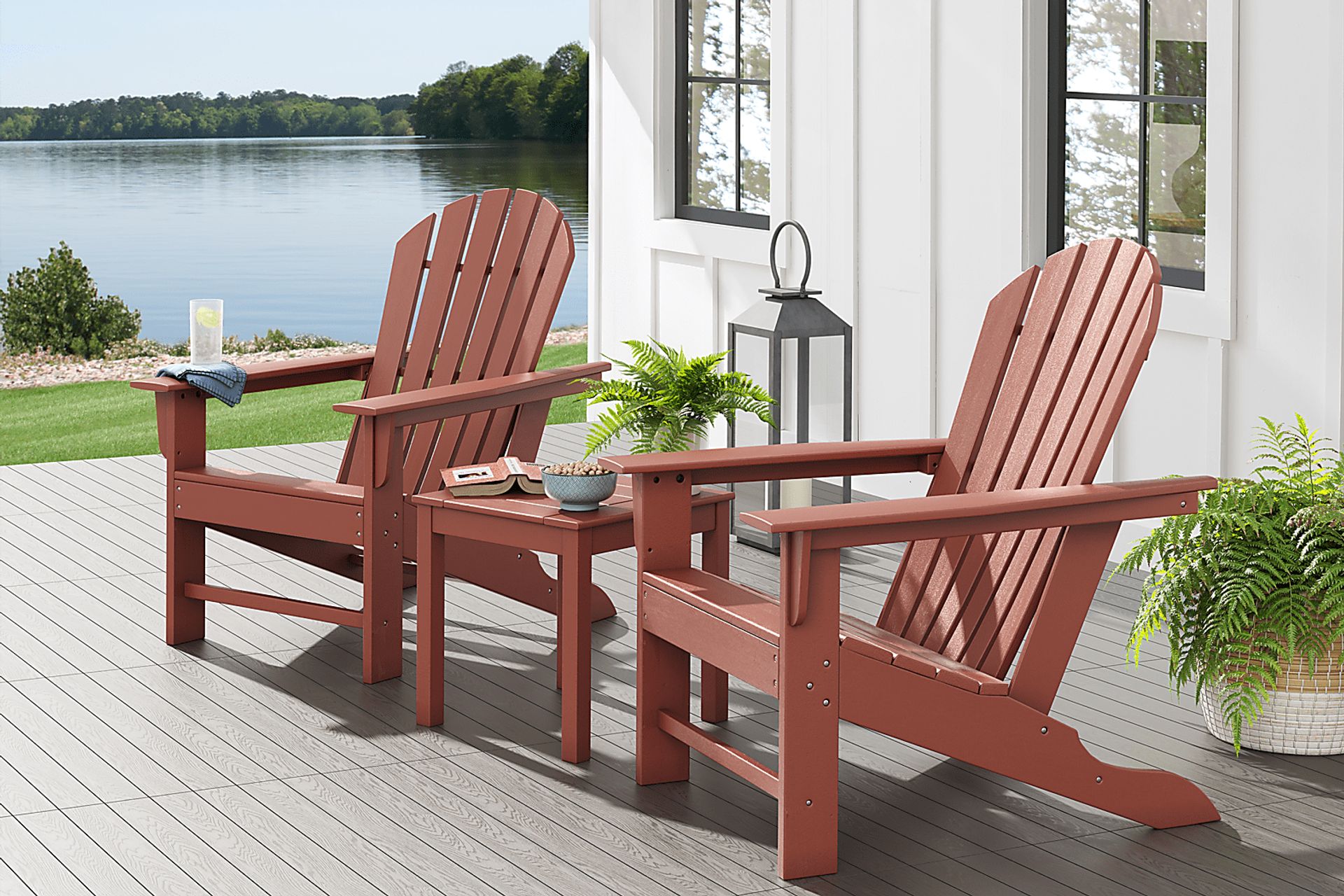 Addy Red Outdoor Adirondack Chair, Set of 2 - Image 1