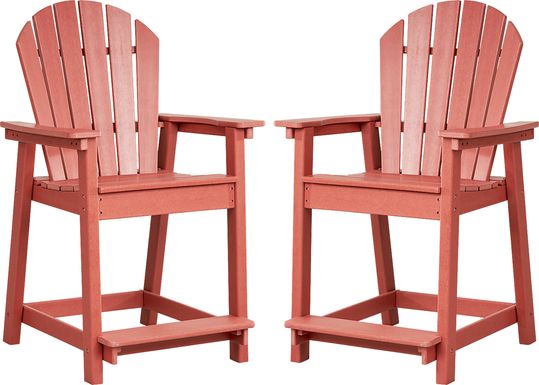 Addy Red Outdoor Balcony Adirondack Stool, Set of 2
