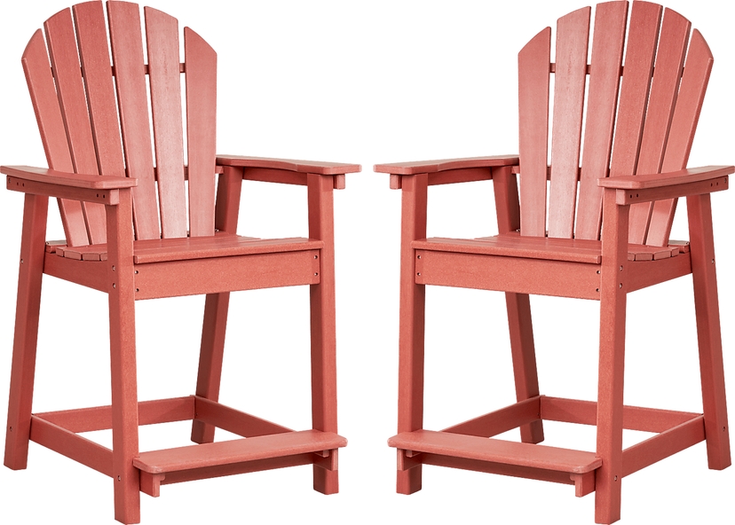 Addy Red Outdoor Balcony Adirondack Stool, Set of 2