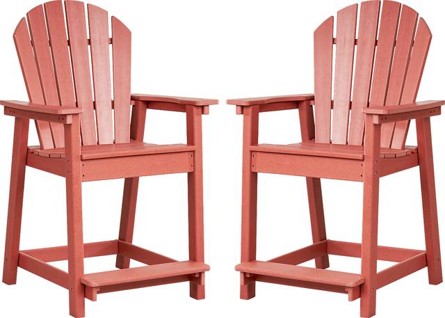 Addy Red Outdoor Balcony Adirondack Stool, Set of 2 - Thumbnail - Image 1