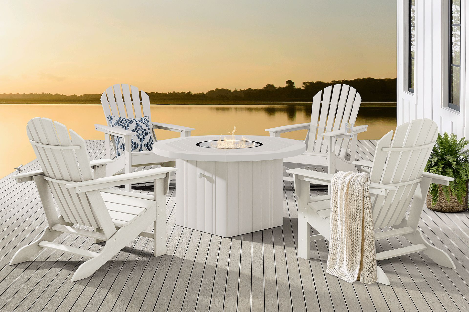 Addy White 5 Pc Outdoor Fire Pit Seating Set - Image 1