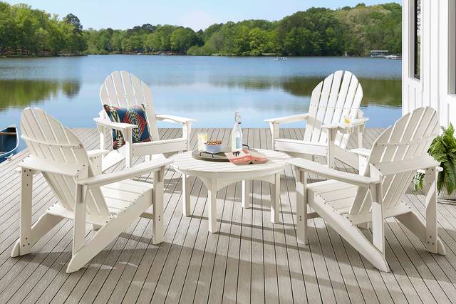 Addy White 5 Pc Round Outdoor Chat Seating Set - Thumbnail - Image 1