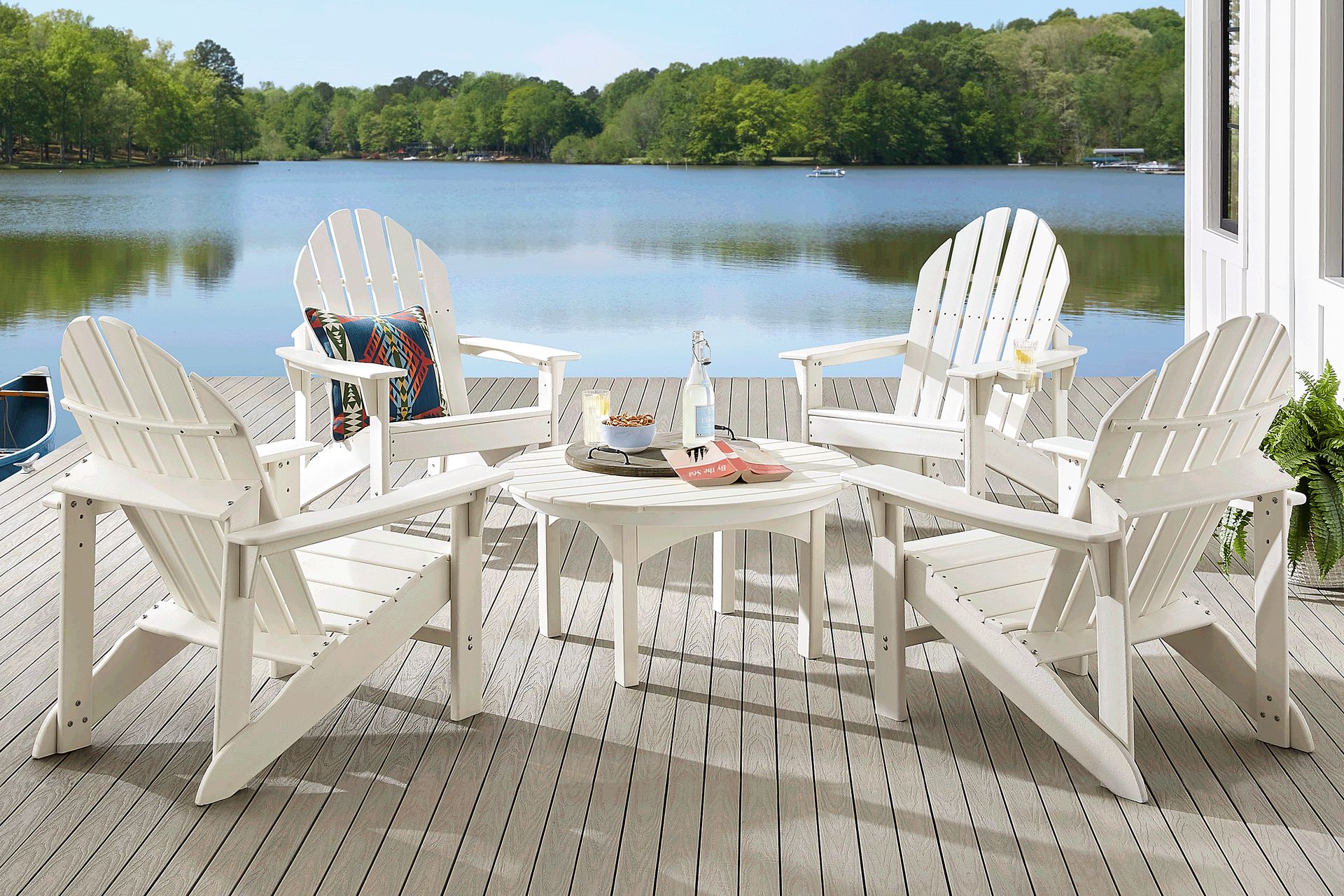 Addy White 5 Pc Round Outdoor Chat Seating Set - Image 1